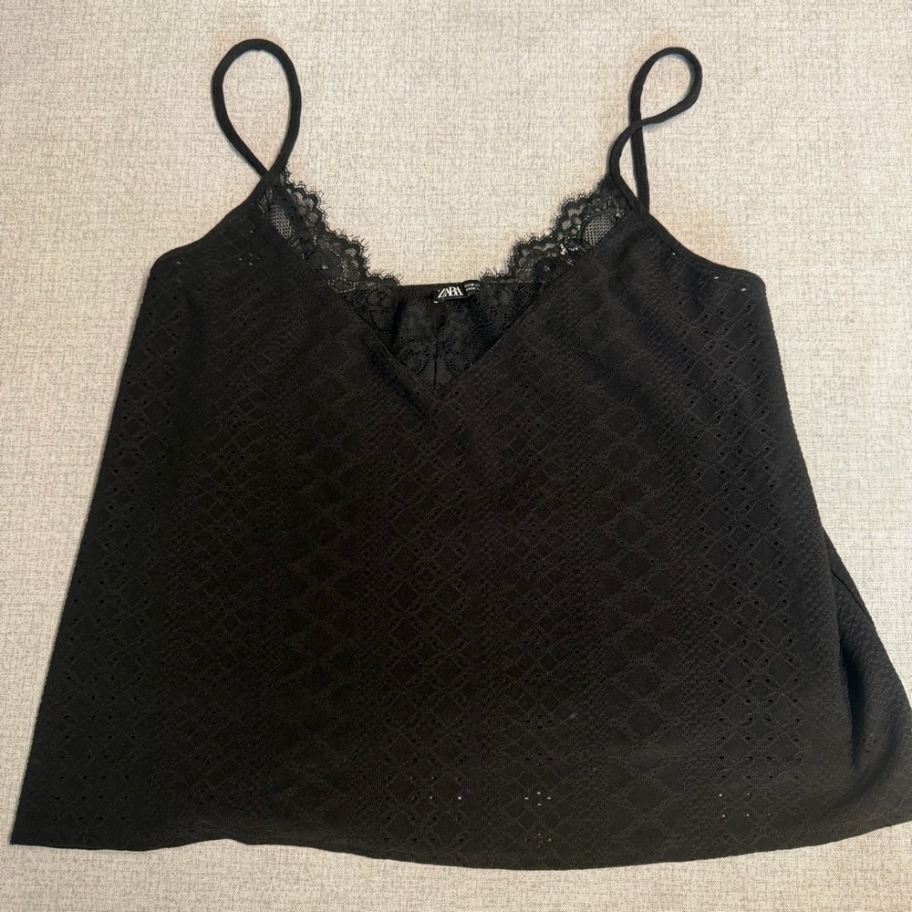 Zara Black Camisole with Lace Detail
